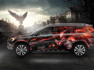 Projekt oklejenia Mercedes GL – walka dobra ze złem