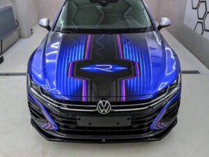 Mini branding design: car wrap, logo, advertising materials. VW Arteon R